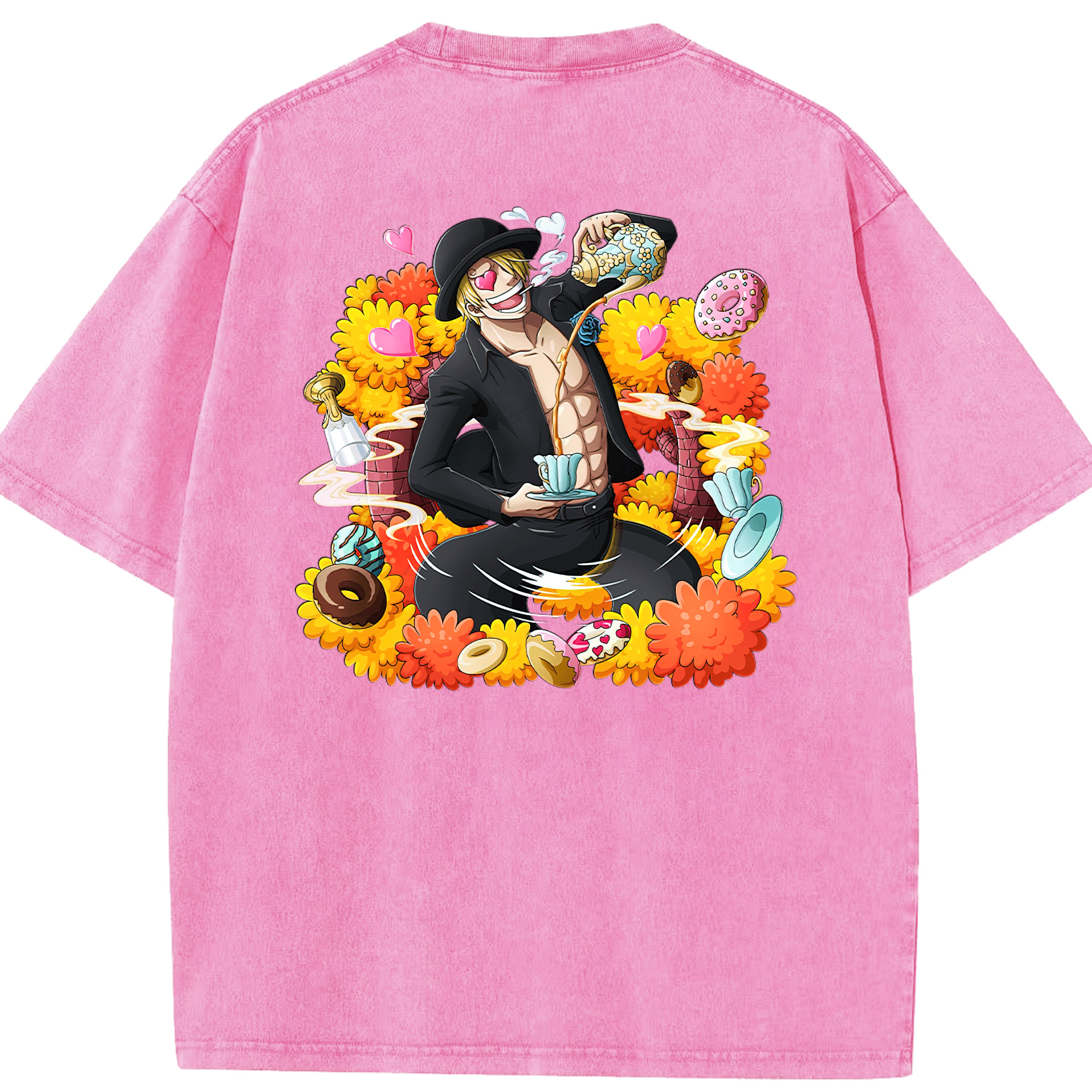 ワンピース サンジ ONE PIECE Sanji 綿100% ヴィンテージ風 半袖Tシャツ（背面プリント）